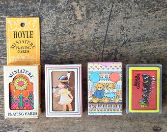 Vintage 1970s/1980s Miniature Playing Cards - Lot of 4 Collectible Decks