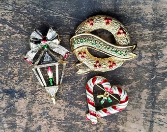 3 Vintage Christmas Brooches - Robyn Rush and Gerry's