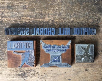 Select 1 From 18.00-24.00 : Vintage Wood Metal Letterpress Printing Blocks