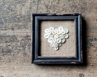 Vintage Mother of Pearl Buttons Heart Frame