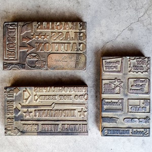 Three Large Vintage Office Themed Electrotype Letterpress Printer Plates image 1