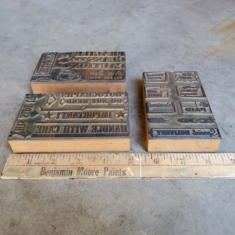 Three Large Vintage Office Themed Electrotype Letterpress Printer Plates image 10