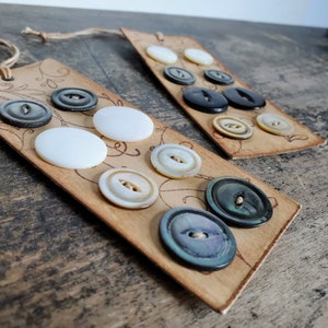 Two Vintage Mother of Pearl Buttons on Handmade Cards image 8