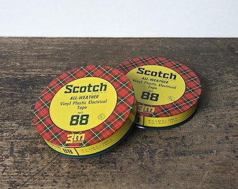 Two Vintage Scotch All-Weather Vinyl Plastic Electrical Tape No. 88 Empty Tins