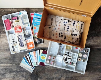 Vintage Wil-hold Basketweave Sewing Box and Vintage Supplies