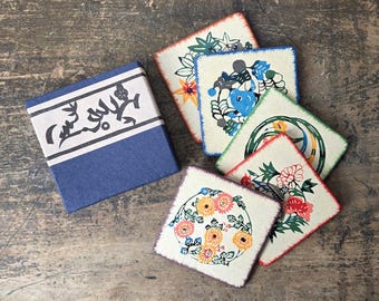 Vintage Japanese Washi Paper Coaster Set