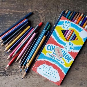 Vintage Assortment Used and Unused Color Pencils