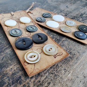 Two Vintage Mother of Pearl Buttons on Handmade Cards image 7