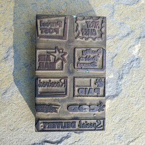 Three Large Vintage Office Themed Electrotype Letterpress Printer Plates image 2