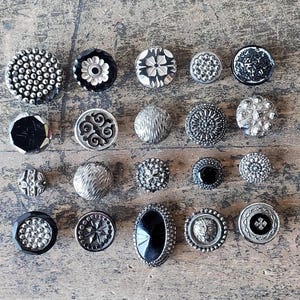 Vintage Jet Black Glass Buttons