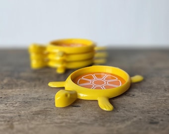 Vintage Plastic Turtle Drink Coasters
