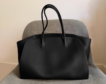 Leather Tote Bag, Large Leather Hobo Bag, Genuine Leather Commuter Bag, Leather Purse