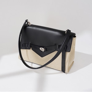 Leather Canvas Shoulder Bag, Women&#39;s Shoulder Bag, Underarm Commuter Bag, Flap Messenger Bag