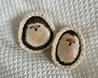 Pet Hedgehog Painted Stone in Nest