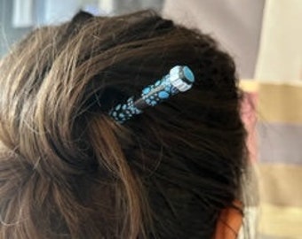 Hair Stick (black with blue spots)