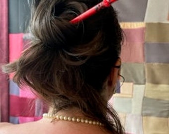 Hair Stick (red with dots)