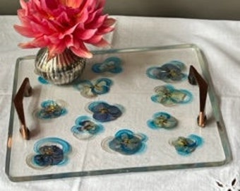 Floral Tray (Blue Pansies)