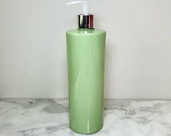 Sage Green Cilinder ronde 500 ml spuitpompflessen met zilveren pompje
