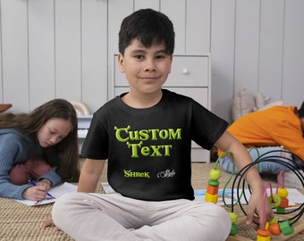 Customizable Kids' Heavy Cotton Tee, Shrek-Inspired Lettering, Perfect for Daily Wear, Unique Birthday Gift