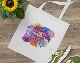 Flower PowerTote Bag, Vitage tote bag, gift for her, gift for birthay, Flower power vitage bag, surfer gift.