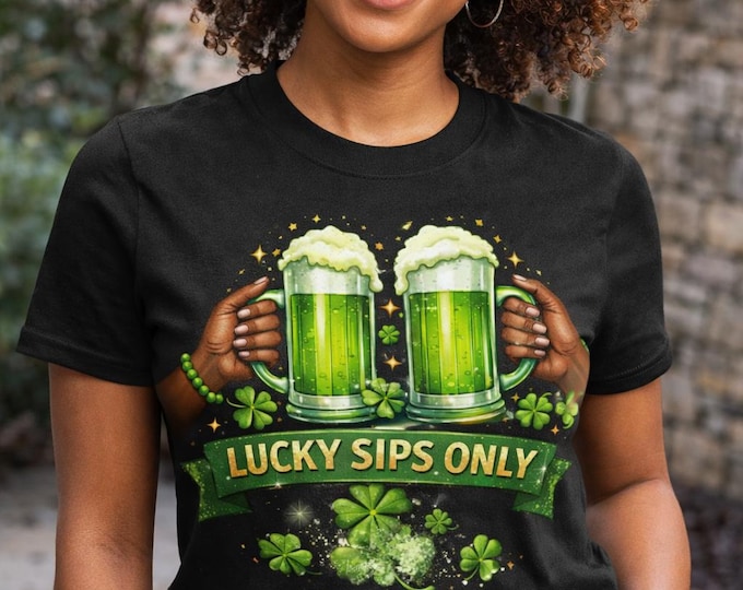 Featured listing image: Lucky Sips Only Tee | St. Patrick's Day Beer Graphic