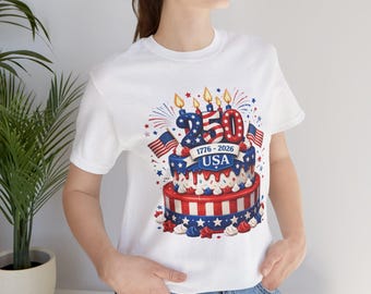 USA 250th Birthday Shirt | Semiquincentennial 1776 to 2026 T-Shirt | Patriotic Birthday Cake Tee | July 4th 2026 Celebration