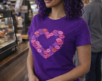 Heart Shaped Kiss Shirt for Women | Sexy Lip Print Tee | Valentines Day