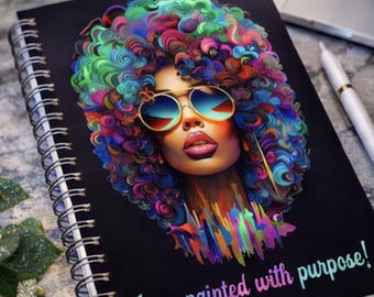 Afro Glam Art Journal | Spiral Notebook, Black Woman Portrait