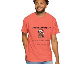 Puppy Santa Most Likely To Wear Matching Pajamas T-shirt | Christmas