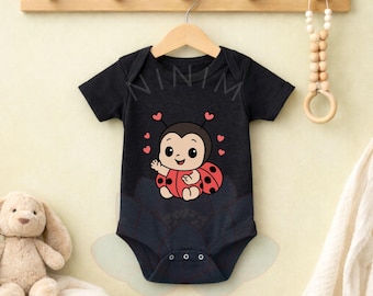 Cartoon Ladybug Baby Onesie, Happy Hearts Infant Bodysuit, Baby Shower Gift