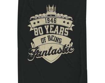 80th Birthday Blanket Born in 1946 Timeless Design Vintage | 80th Birthday Velveteen Plush Blanket