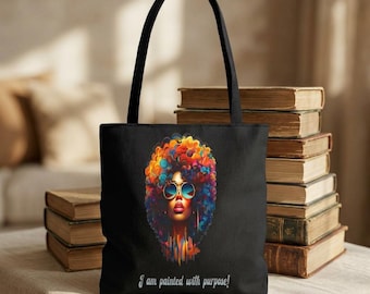 Afrocentric Tote Bag | Black Girl Magic Melanin Art, Affirmation Tote