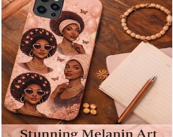 Afro Glam iPhone 16 Tough Case | Black Woman Art, Rose Gold