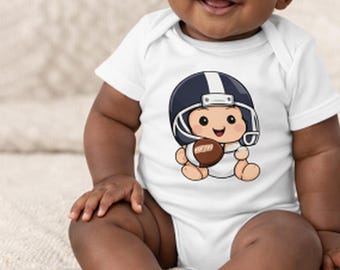 Football Baby Announcement Onesie | Infant Baby Rib Bodysuit | Infant Helmet & Ball