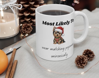 Christmas Puppy Pajamas Mug | 11oz Holiday Puppy in Santa Hat