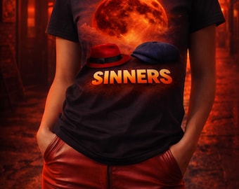 Dark Cinematic Sinners T-Shirt | Fedora Flat Cap Gothic Film Tee