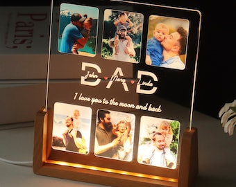 Personalized Photo Night Light Gift For Dad, Custom Acrylic Frame