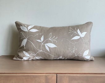 Screen Printed Linen Pillow Cover - Sand