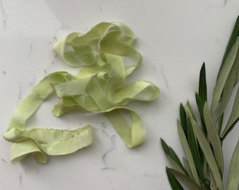 100% Silk Ribbon - Spring Green Silk Crepe