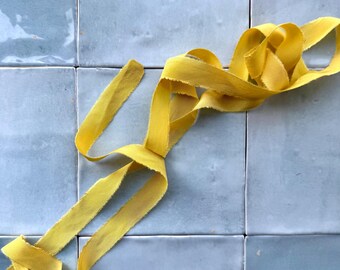 100% Silk Ribbon - Sunshine Yellow Silk Crepe