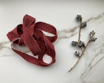 100% Silk Ribbon - Hand-Dyed Cranberry