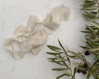 100% Silk Ribbon - Ecru Silk Crepe