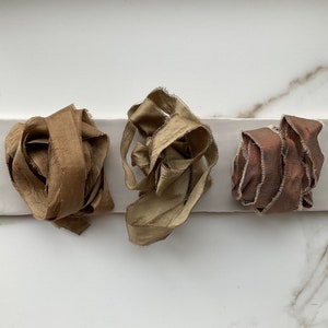 100% Silk Ribbon Hand-Dyed Caramel image 5