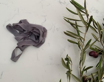 100% Silk Ribbon- Dove Grey Silk Crepe