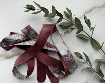 100% Silk Ribbon - Plum & Silver