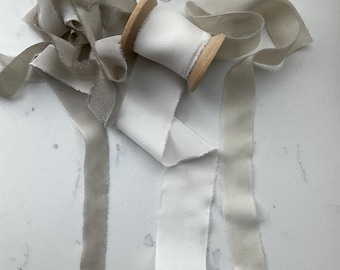 100% Silk Ribbon - Ivory Crepe De Chine