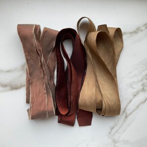 100% Silk Ribbon Hand-Dyed Caramel image 2