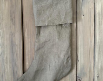 Gingerbread -100% Linen Christmas Stocking - Cuffed Style