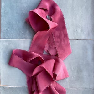 100% Silk Ribbon - Fuchsia Hand Dyed Crepe De Chine