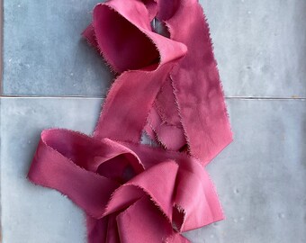 100% Silk Ribbon - Fuchsia Hand Dyed Crepe De Chine